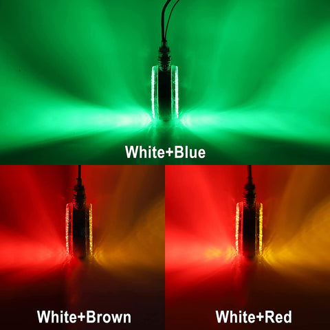 Image of Partsam 2x 4 Dual Revolution Amber/Red/Green Round Double Face 48 Diode Marker/Turn Signal and Auxiliary Led Pedestal Light with Chrome Housing Sealed Replacement for Kenworth/Peterbilt/Freightliner