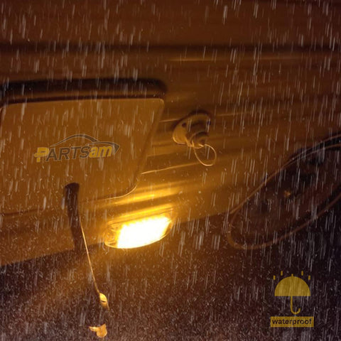 Image of Partsam 2Pcs 2" x 6" Rectangular Trailer Marker LED Lights 21 Diodes with Chrome Plastic Light Bezel w/Visors, Amber 6" x 2" Rectangular LED Marker Lights/Turn Signal lights Surface Mount