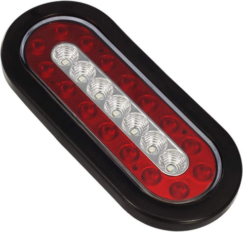 Image of Partsam 2 Pcs 6" inch Oval Truck Trailer Led Tail Stop Brake Lights Taillights Running Red and Amber Parking Turn Signal Lights, Sealed 6 inch oval led trailer tail lights w reflectors Flush Mount