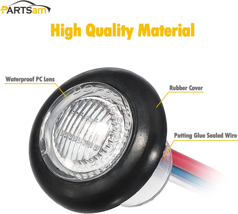 Image of Partsam 2Pcs 3/4" Round LED Marker Light Amber to Green Auxiliary Light Dual Revolution Side Marker Clearance Light Indicators Grommet Bullet Light for Trailer Truck