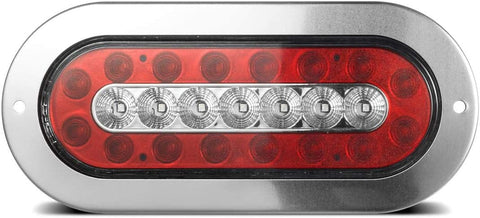 Image of Partsam 4Pcs 6.5" Inch Oval Led Trailer Lights Red White 23 LED Flange Mount Taillights Red Stop Brake Tail Running Lights White Backup and Reverse Lights for RV Trucks Sealed with Reflectors