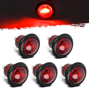 Partsam 5pcs 3/4" Led Side Marker and Clearance Trailer Lights Air Dam Lights 3 wires Red 3 LED Sealed Auxiliary Stop Brake Tail Turn Signal lights Hardwired with Rubber Grommets