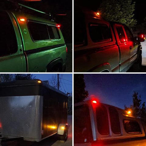 Image of Partsam 4x Waterproof Amber/Red 4LED Side Marker Light for Trailer Truck Boat DC12V - Slim Waist