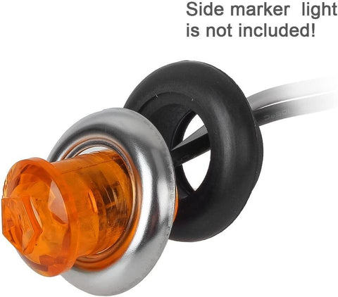 Image of Partsam Truck Trailer Led Marker Lights 3/4" Round Bezels Cover Mount Clearance Bullet Marker lights, Mini Round Stainless Steel Trim Ring Bezel For all 3/4" Clearance Lights