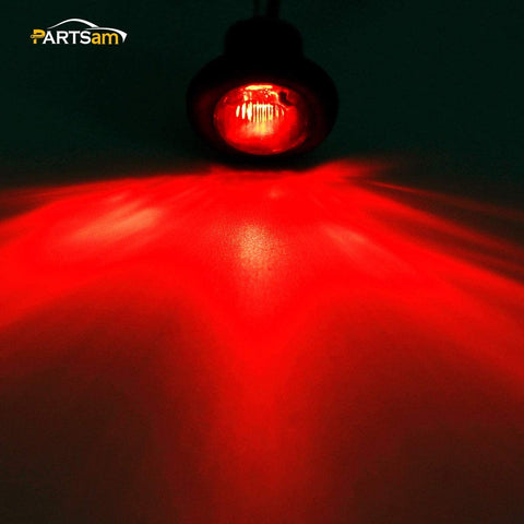 Image of Partsam 2pcs 3/4" Smoke Lens Red LED Clearance Side Marker Bullet Light/Rubber Grommet For RV Camper Truck Trailer Boat Car Pickups, 12V