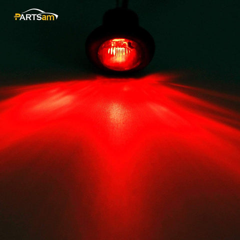 Image of Partsam 10X 3/4" Round Red LED Marker Lights Side Marker Clearance Indicators Bullet Light for Trailer Truck Car Bus Van Pickup RV Camper UTV ATV, Smoked Lens,12V