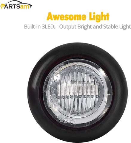 Image of Partsam 2Pcs 3/4" Round LED Marker Light Amber to Green Auxiliary Light Dual Revolution Side Marker Clearance Light Indicators Grommet Bullet Light for Trailer Truck