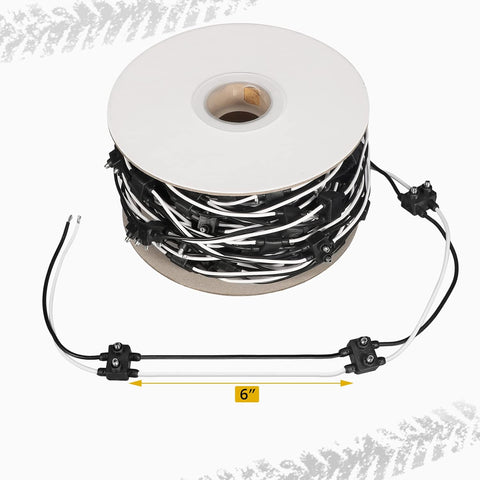 Image of Partsam Double Male Bullet Plugs 2 Prong Continuous Wire Harness Roll for Side Clearance Marker Light,150 Male Plugs, 6" Lead Between Plugs