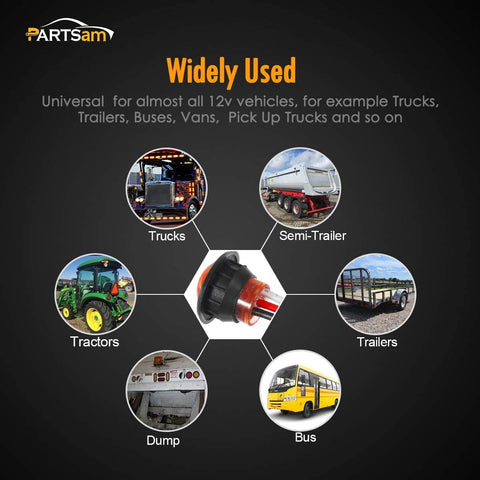 Image of Partsam Pair 3/4" Mini Marker Clearance Light Tail Brake Light 1 Diode Red Light,3 Wires