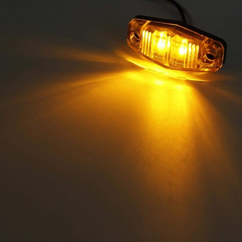 Partsam 6Pcs Mini Oval 2.5 Inch LED Light 2 Diode Clear Lens Amber Universal Mount Side Marker Trailer Lights, Sealed Mini oval led side fender lights Trailer Truck Surface Mount Waterproof