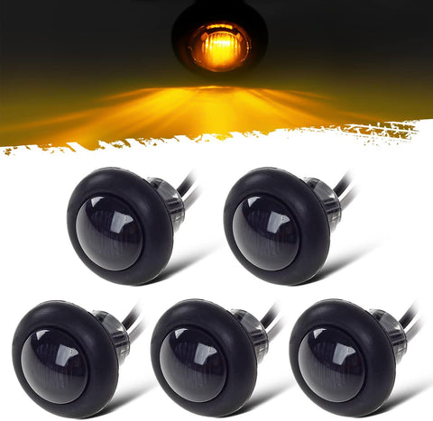 Image of Partsam 5x 3/4" Mini Smoke Lens Amber LED Clearance Side Marker Light Trun Signal Truck Trailer RV Camper Pickup Car Grille Lights Flush Mount Waterproof 12V