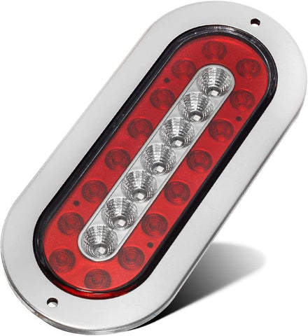 Image of Partsam 4Pcs 6.5" Inch Oval Led Trailer Lights Red White 23 LED Flange Mount Taillights Red Stop Brake Tail Running Lights White Backup and Reverse Lights for RV Trucks Sealed with Reflectors