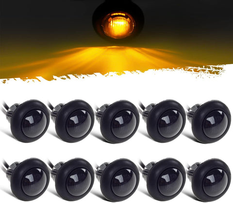 Image of Partsam 10x Truck Trailer Boat 3/4" Amber Round Led Marker Light Grommet Smoked Replacement For Pickup Truck Trailer RV Camper Boat 3/4" Mini Clearance Auxiliary Turn Signal Light Lamp