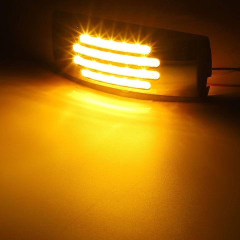 Image of Partsam 2Pcs Flat Line 6 Inch Rectangle Led Marker Clearance Lights and Turn Signal Lights 22 Diodes Amber Chrome Housing, 2x6 Rectangular Led Marker Lights Surface Mount