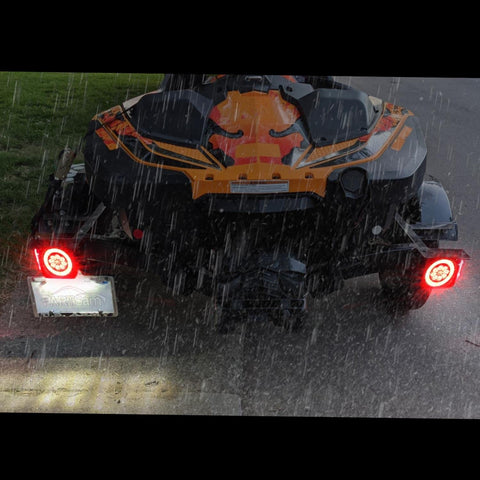 Image of Partsam Pair Slim Square LED Trailer Light Kit Halo Glow Submersible Tail Lights 72LEDs 2835 SMD Stop Turn Signal Lamps for Under 80" Boat Trailer RV Camper Marine Snowmobile 12V IP67 DOT Compliant