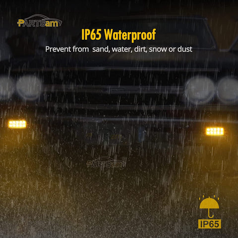 Image of Partsam 2Pcs 6 Inch LED Marker Light Rectangle 10 LED Trailer Lights Clearance Light Dual Revolution Amber Marker to Purple Auxiliary Light, Clear Lens, Sealed Waterproof