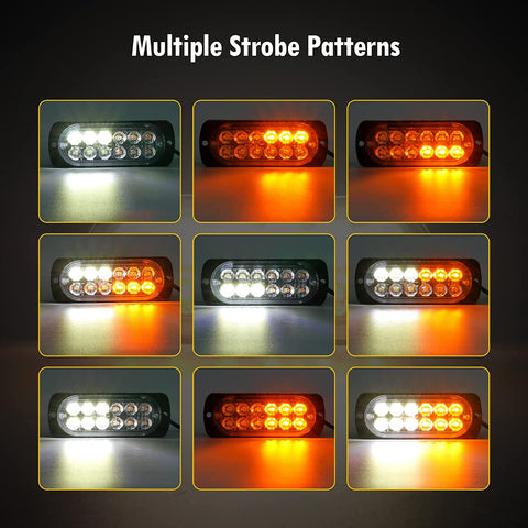 Image of Partsam 10pcs Emergency Strobe Light Lamps Surface Mount Warning Flashing Light 12LED 6 Amber 6 White Beacon Hazard Lights for Car Truck Van Off-Road Vehicle ATV SUV