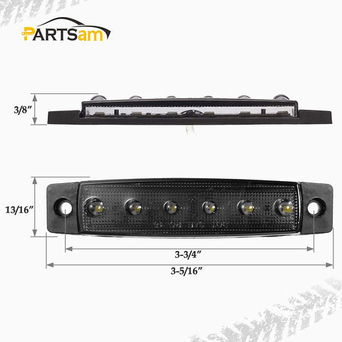 Image of Partsam 20Pcs 3.8" Smoked Thin line White Led Side Marker Clearnce/Indicator Lights, Boat Marine Cabin Courtsey Lights, 6 LED Surface Mount For Utility Boat Cargo Trailer Truck RV Camper