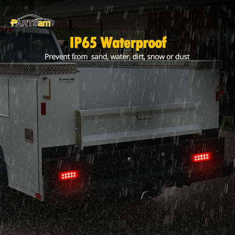 Image of Partsam 2Pcs 6 Inch LED Marker Light Rectangle 10 LED Trailer Lights Clearance Light Dual Revolution Red Marker to Blue Auxiliary Light, Clear Lens, Sealed Waterproof