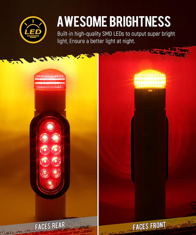 Image of Partsam 2pcs Boat Trailer Guide on Post Pipe Light Set, IP67 Waterproof Boat Trailer Guide Pole Lights, Boat Trailer Turn Signal Brake Tail Lights 12V