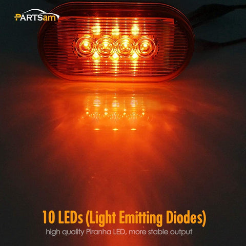 Image of Partsam 4pcs Amber 10LED Side Marker Clearance Light for Trailer Truck RV Camper, 4 inch, 4x2 Rectangular Rectangle Led Lights Identification Lights 12V