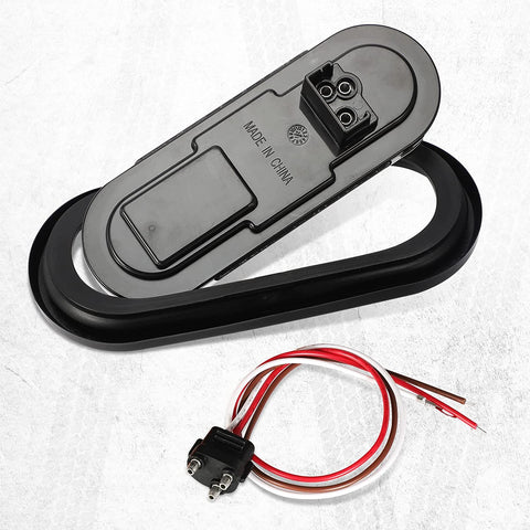 Image of Partsam 2 Pcs 6.5 Inch Oval Red/White Strobe Lights 24LED Brake Stop Lights Recessed with Quad Flash Patterns for Truck Towing Trailer Lights Rubber Grommets 3-Prong Wire Pigtails IP67 Waterproof