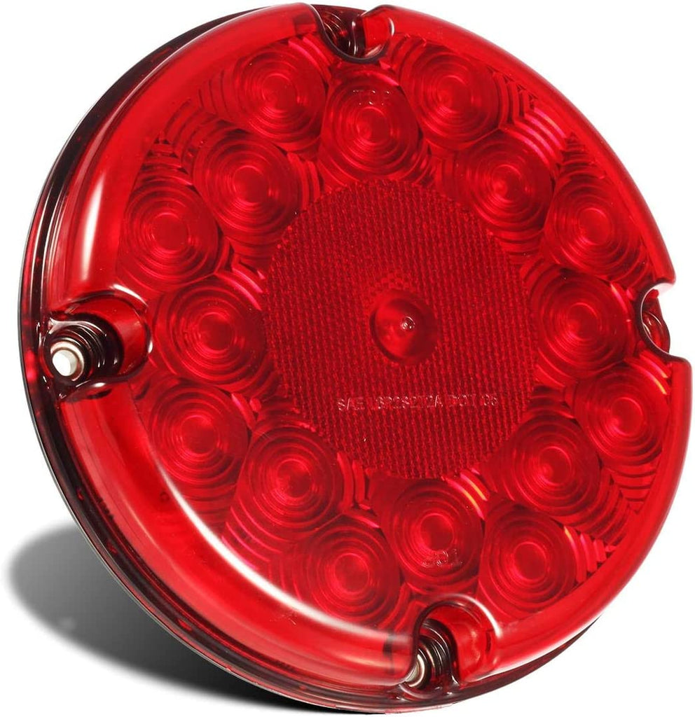 Partsam 1pc 7 Inch Round Led Trailer Tail Lights Red 17 LED Stop/Tail/Turn Bus Light Submersible 12V Sealed Truck Trailer RV UTE UTV Stop Lights Brake Lights/Parking Lights with Inner Reflex Lens