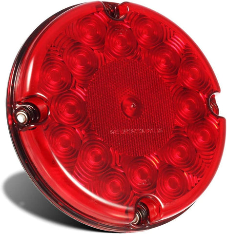 Image of Partsam 1pc 7 Inch Round Led Trailer Tail Lights Red 17 LED Stop/Tail/Turn Bus Light Submersible 12V Sealed Truck Trailer RV UTE UTV Stop Lights Brake Lights/Parking Lights with Inner Reflex Lens