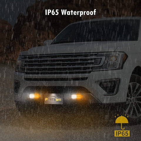 Image of Partsam 10pcs Emergency Strobe Light Lamps Surface Mount Warning Flashing Light 12LED 6 Amber 6 White Beacon Hazard Lights for Car Truck Van Off-Road Vehicle ATV SUV