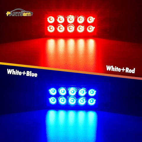 Image of Partsam 2Pcs 6 Inch LED Marker Light Rectangle 10 LED Trailer Lights Clearance Light Dual Revolution Red Marker to Blue Auxiliary Light, Clear Lens, Sealed Waterproof