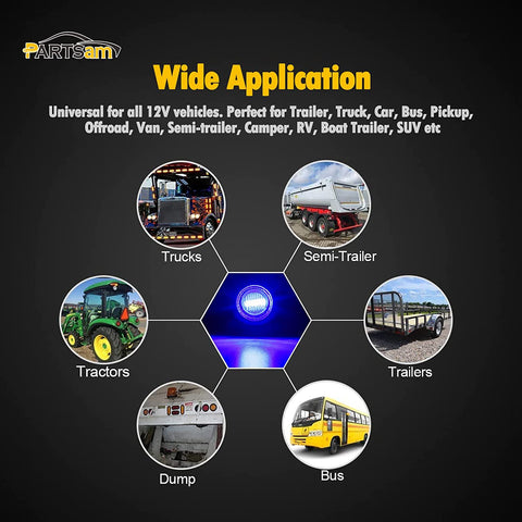 Image of Partsam 2Pcs 3/4" Round LED Marker Light Amber to Green Auxiliary Light Dual Revolution Side Marker Clearance Light Indicators Grommet Bullet Light for Trailer Truck