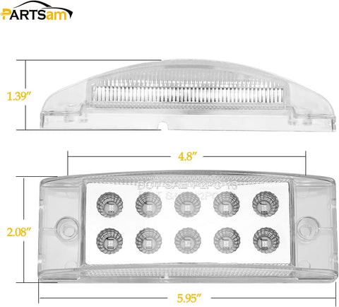 Image of Partsam 2Pcs 6 Inch LED Marker Light Rectangle 10 LED Trailer Lights Clearance Light Dual Revolution Red Marker to Blue Auxiliary Light, Clear Lens, Sealed Waterproof