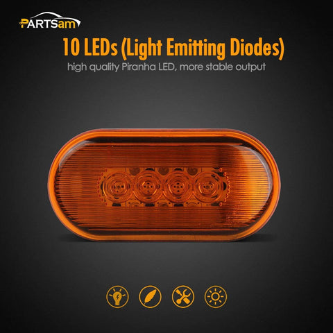 Image of Partsam 4pcs Amber 10LED Side Marker Clearance Light for Trailer Truck RV Camper, 4 inch, 4x2 Rectangular Rectangle Led Lights Identification Lights 12V