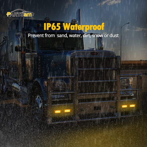 Image of Partsam 2Pcs 6 Inch LED Marker Light Rectangle 10 LED Trailer Lights Clearance Light Dual Revolution Amber Marker to Blue Auxiliary Light, Clear Lens, Sealed Waterproof