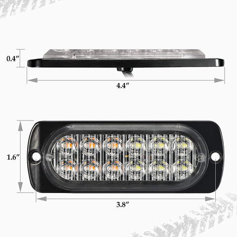 Image of Partsam 10pcs Emergency Strobe Light Lamps Surface Mount Warning Flashing Light 12LED 6 Amber 6 White Beacon Hazard Lights for Car Truck Van Off-Road Vehicle ATV SUV