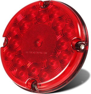 Partsam 1pc 7 Inch Round Led Trailer Tail Lights Red 17 LED Stop/Tail/Turn Bus Light Submersible 12V Sealed Truck Trailer RV UTE UTV Stop Lights Brake Lights/Parking Lights with Inner Reflex Lens