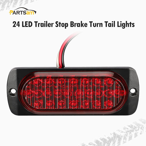 Image of Partsam 4Pcs 4.4" Red 24 LED Stop Brake Turn Tail Lights, IP67 Waterproof Aluminum Housing Surface Mount Marker Lights for Trailer Truck Tractor RV