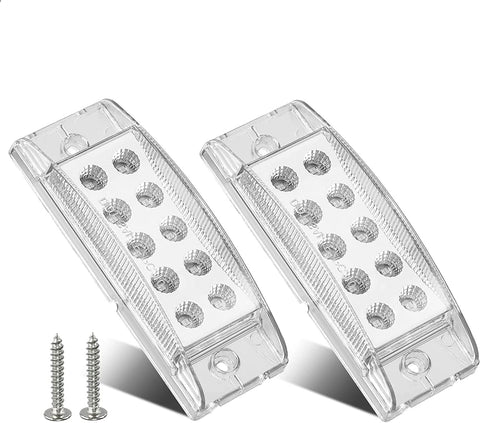 Image of Partsam 2Pcs 6 Inch LED Marker Light Rectangle 10 LED Trailer Lights Clearance Light Dual Revolution Red Marker to Blue Auxiliary Light, Clear Lens, Sealed Waterproof