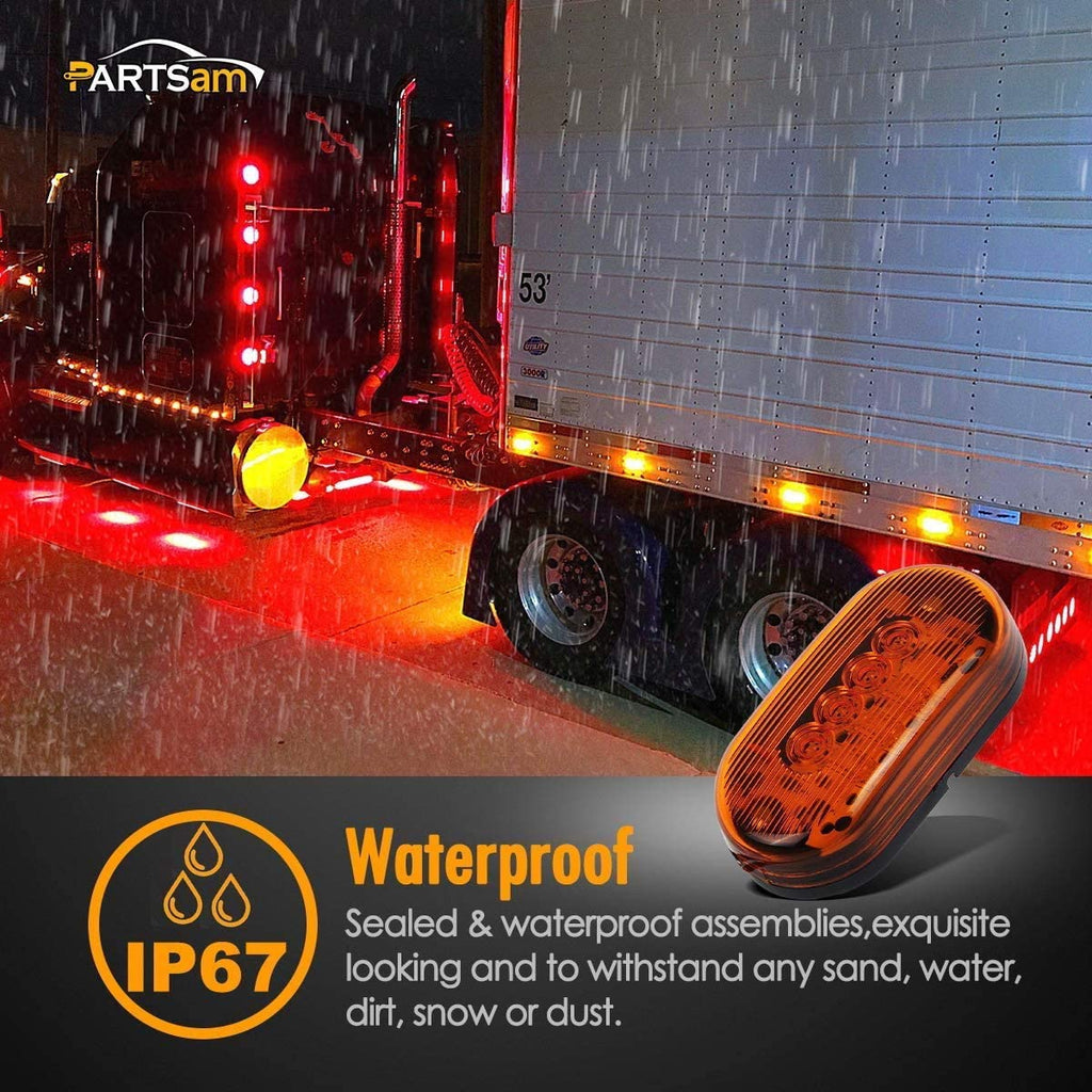Partsam 4pcs Amber 10LED Side Marker Clearance Light for Trailer Truck RV Camper, 4 inch, 4x2 Rectangular Rectangle Led Lights Identification Lights 12V