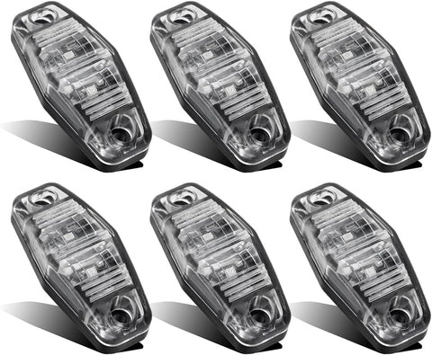 Image of Partsam 6Pcs Mini Oval 2.5 Inch LED Light 2 Diode Clear Lens Amber Universal Mount Side Marker Trailer Lights, Sealed Mini oval led side fender lights Trailer Truck Surface Mount Waterproof