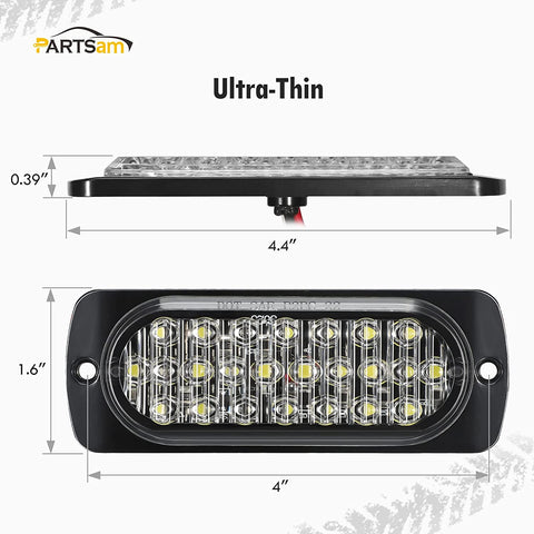 Image of Partsam 2Pcs 4.4" White 24 LED Trailer Marker Lights Aluminum Housing Surface Mount Clearance Lights Reverse/Backup Running Lights for Motorcycle Trailer Truck Tractor RV