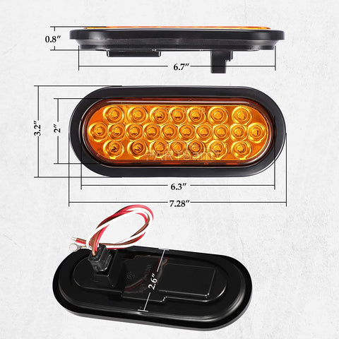 Image of Partsam 2Pcs 6.3" LED Oval Amber Strobe Lights