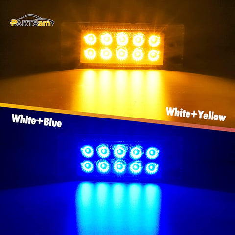 Image of Partsam 2Pcs 6 Inch LED Marker Light Rectangle 10 LED Trailer Lights Clearance Light Dual Revolution Amber Marker to Blue Auxiliary Light, Clear Lens, Sealed Waterproof