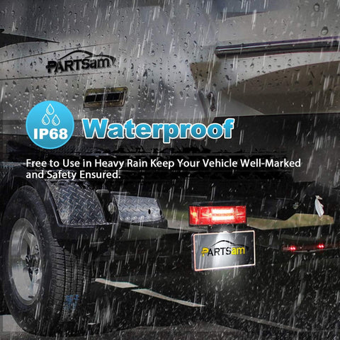 Image of Partsam Low Profile Rectangle LED Combination Trailer Tail Lights Submersible Halo Glow for RV Marine Boat Trailer Stop Brake Tail Turn License Plate Lights 12V DC w/Reflective Stickers DOT Compliant