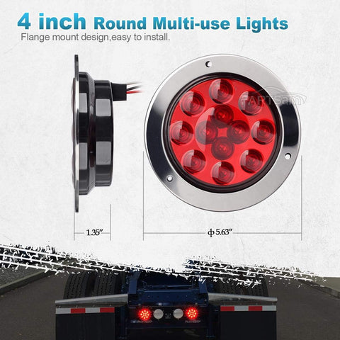 Image of Partsam 8Pcs 4 Inch Round Led Stop Turn Tail Lights