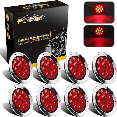 Image of Partsam 8Pcs 4 Inch Round Led Stop Turn Tail Lights