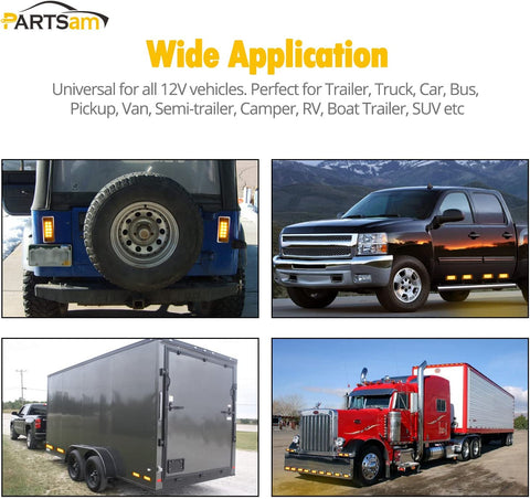 Image of Partsam 2Pcs 6 Inch LED Marker Light Rectangle 10 LED Trailer Lights Clearance Light Dual Revolution Amber Marker to Blue Auxiliary Light, Clear Lens, Sealed Waterproof