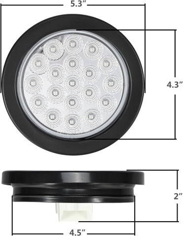 Image of Partsam 2Pcs 4 Inch Round Red Stop Turn Tail Lights to Amber Strobe Lights Kit 19 Diodes w/Rubber Grommets & 3-Prong Wire Pigtails, Red/Amber Round Led Truck Trailer Tail Lights and Indicator Lights