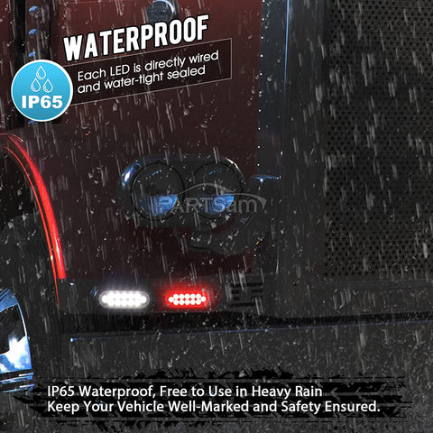 Image of Partsam 2Pcs 6.7 Inch Oval Red Stop Turn Tail Lights and White Backup Lights Kit 12 Diodes w/Rubber Grommets & 3-Prong Wire Pigtails, Red/White Oval Led Truck Trailer Tail Lights and Reverse Lights