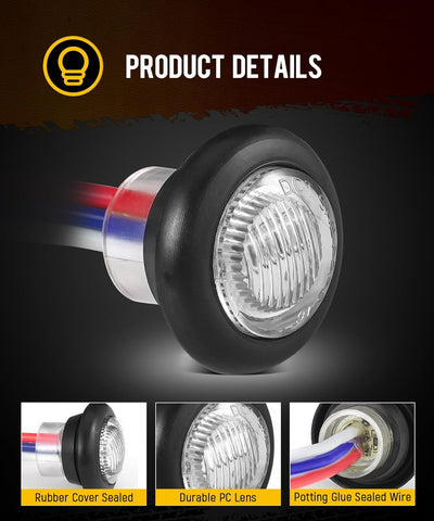 Image of Partsam 10Pcs Dual Revolution 3/4" Round LED Marker Light Red to Blue Auxiliary Light Side Marker Clearance Light Indicators with Bullet Connector for Trailer Truck Pickup Camper RV